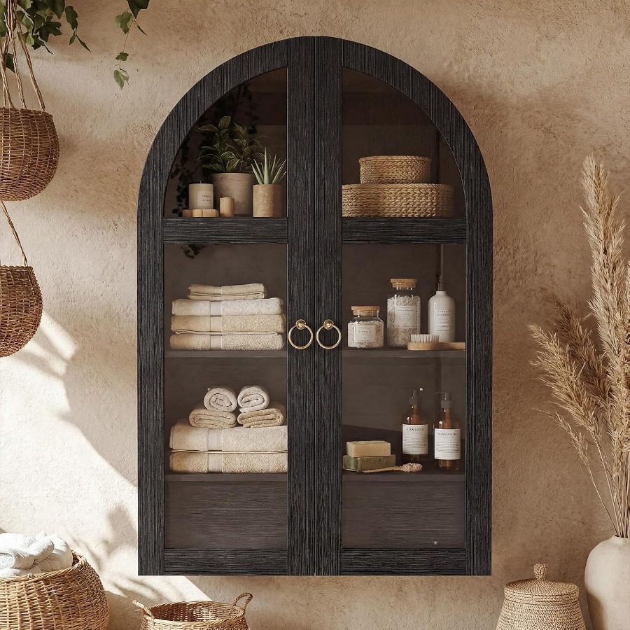 Glass Cabinet Display - Arched Wall Cabinet with Tempered Glass