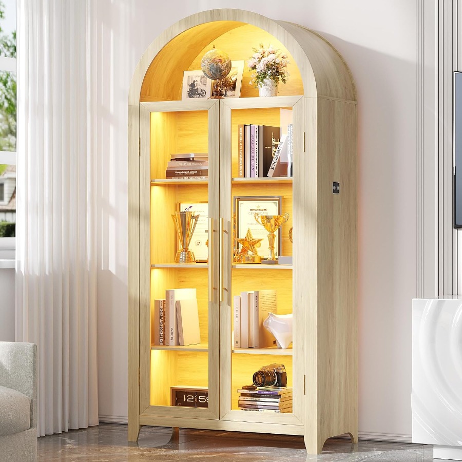 Glass Cabinet Display - Arched Display Cabinet with Glass Doors