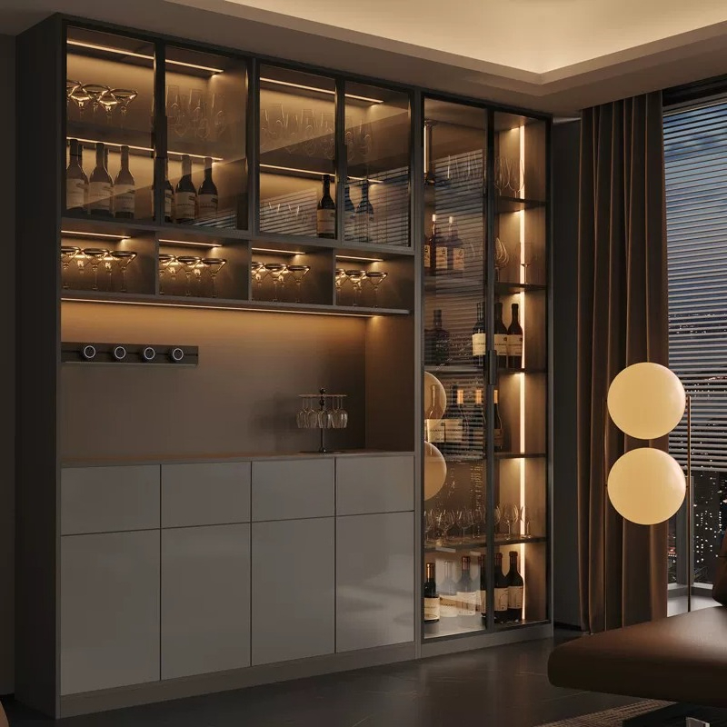 Light luxury Italian dining si - đánh giá và giá Glass Cabinet Display