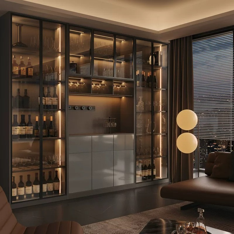Light luxury Italian dining si - đánh giá và giá Glass Cabinet Display