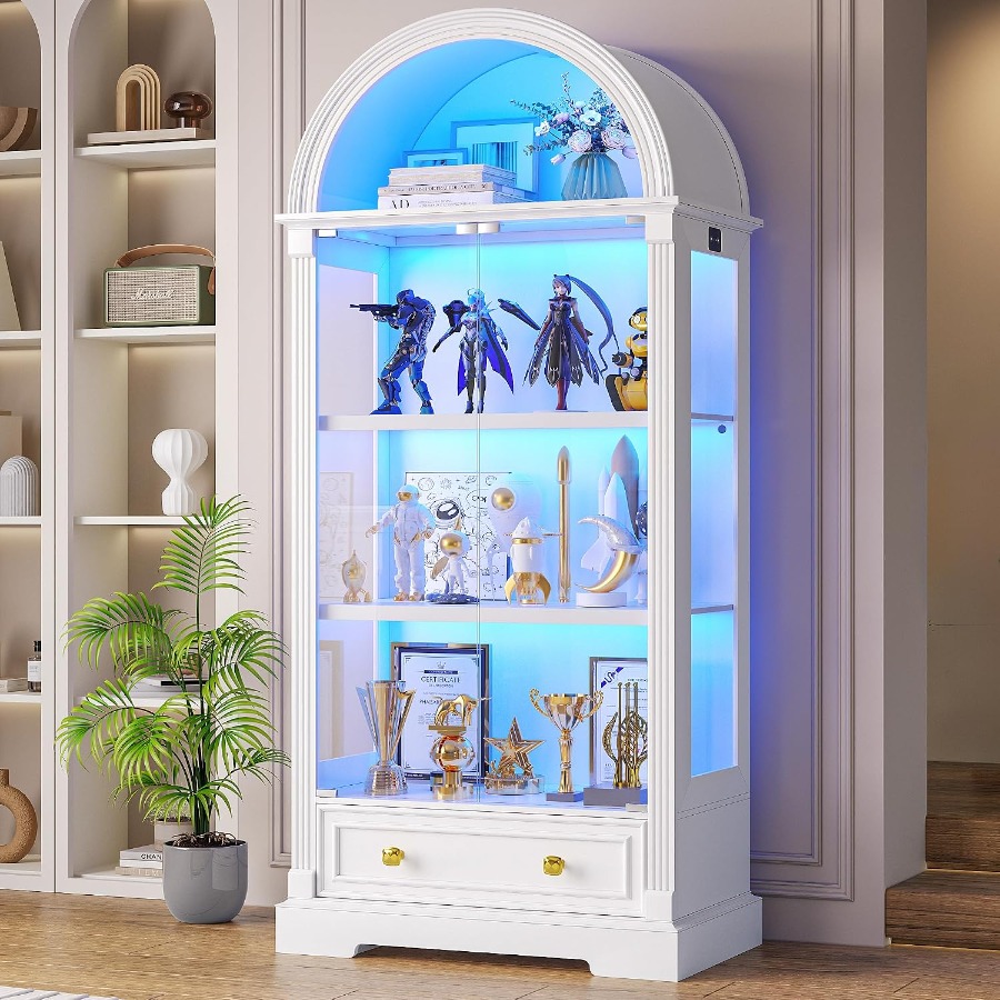 Arched Display Cabinet with Gl - đánh giá và giá Glass Cabinet Display