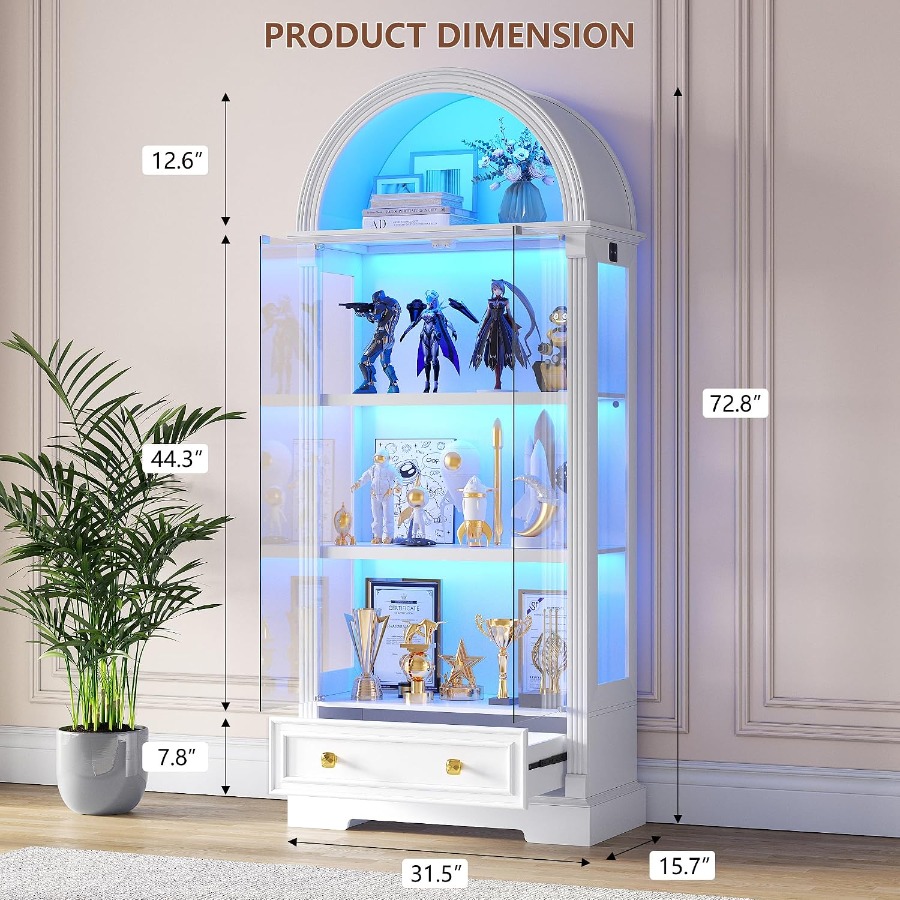Arched Display Cabinet with Gl - đánh giá và giá Glass Cabinet Display