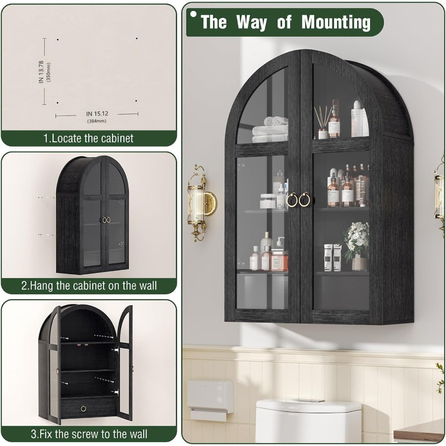 Arched Wall Cabinet with Tempe - đánh giá và giá Glass Cabinet Display