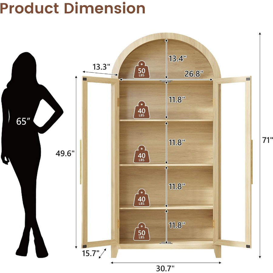 Arched Display Cabinet with Gl - đánh giá và giá Glass Cabinet Display