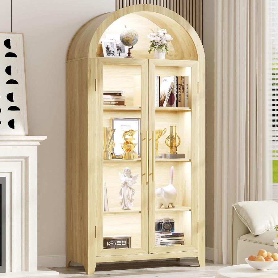 Arched Display Cabinet with Gl - đánh giá và giá Glass Cabinet Display